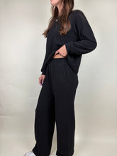 Load image into Gallery viewer, Cozy Day Black Lounge Pant Set
