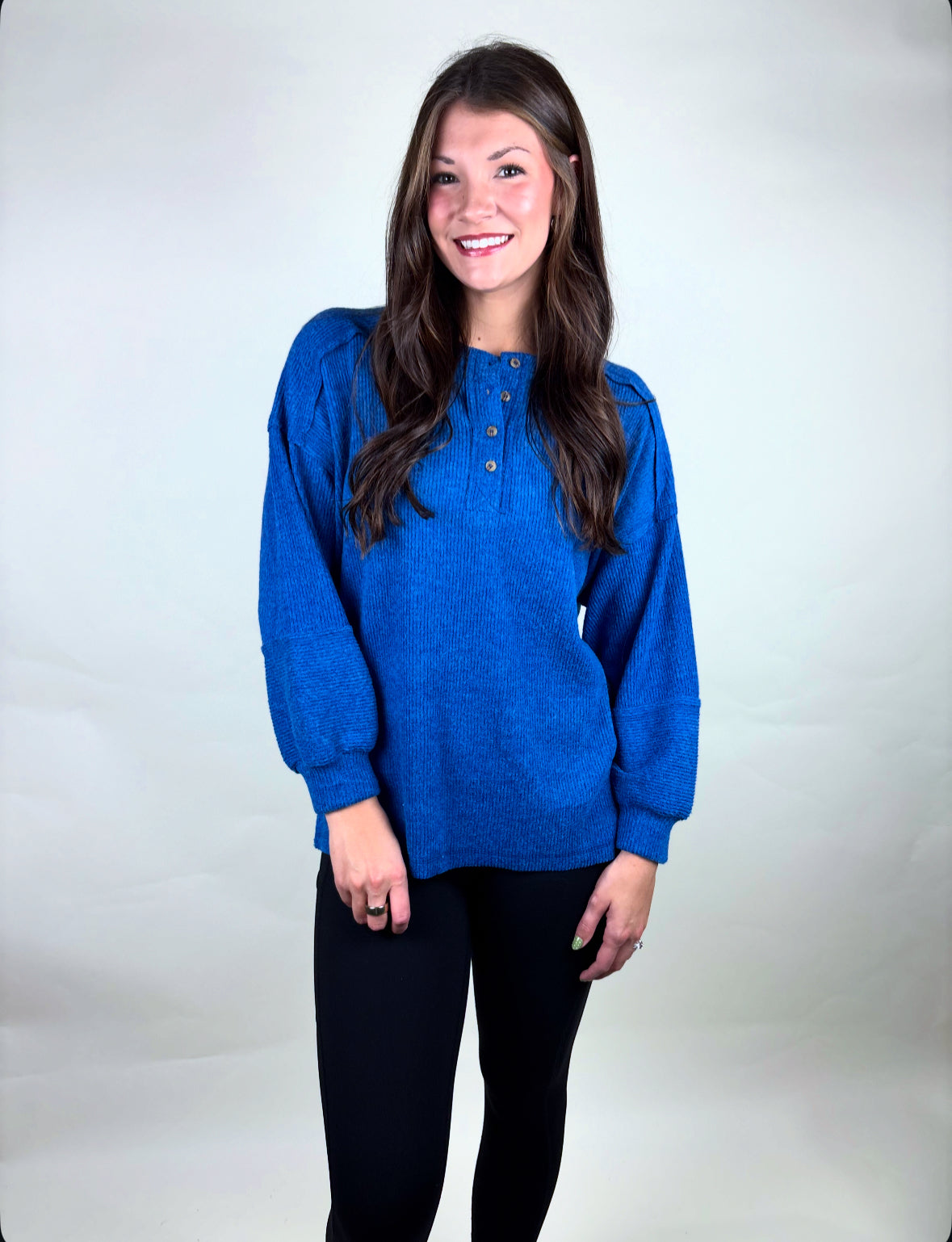 Ribbed Detail Henley Sweater