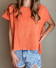 Load image into Gallery viewer, Anna Oversized Raw Stitch Vest ~ Tangerine
