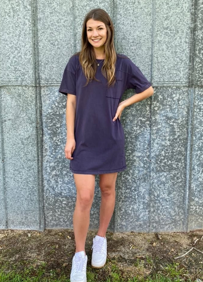 Navy T-shirt Dress with Pockets