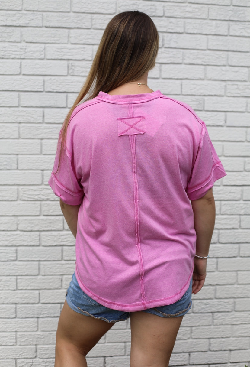 Raw Edge Detailed Mauve Top