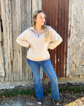 Load image into Gallery viewer, Half Zip Comfy Cream Pullover
