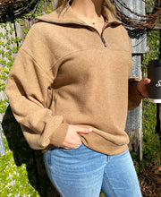 Load image into Gallery viewer, Half Zip Comfy Mocha Pullover
