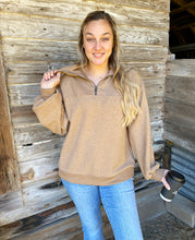 Load image into Gallery viewer, Half Zip Comfy Mocha Pullover
