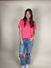 Load image into Gallery viewer, Twisted Sleeve Textured Top ~ Coral
