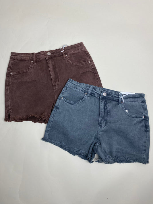 Acid Washed Frayed Shorts