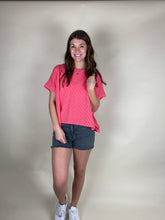 Load image into Gallery viewer, Twisted Sleeve Textured Top ~ Coral
