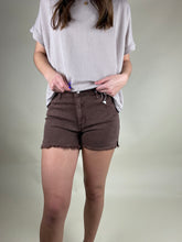 Load image into Gallery viewer, Acid Washed Frayed Shorts ~ Brown
