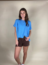 Load image into Gallery viewer, Twisted Sleeve Textured Top ~ Sky Blue
