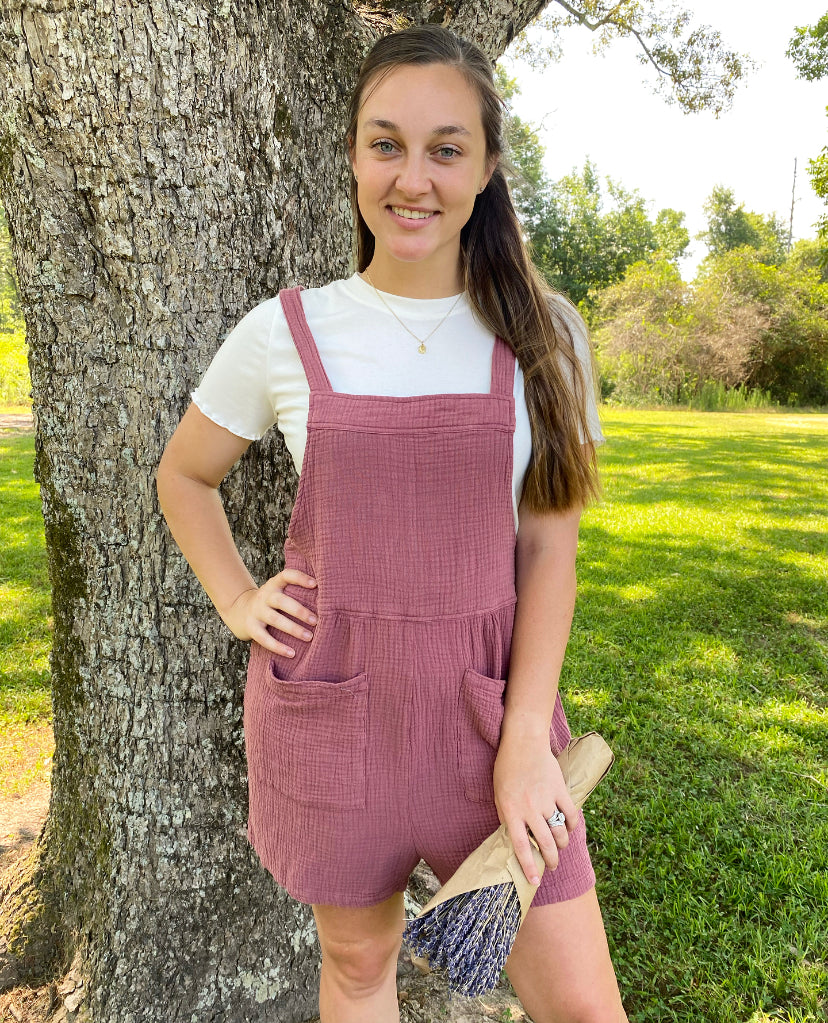 Breezy Brick Overall Romper