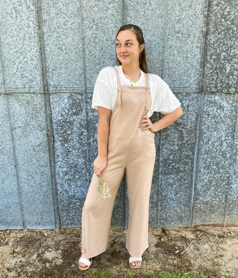 Carefree Overall Taupe Jumpsuit