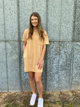 Load image into Gallery viewer, Tan T-shirt Dress with Pockets
