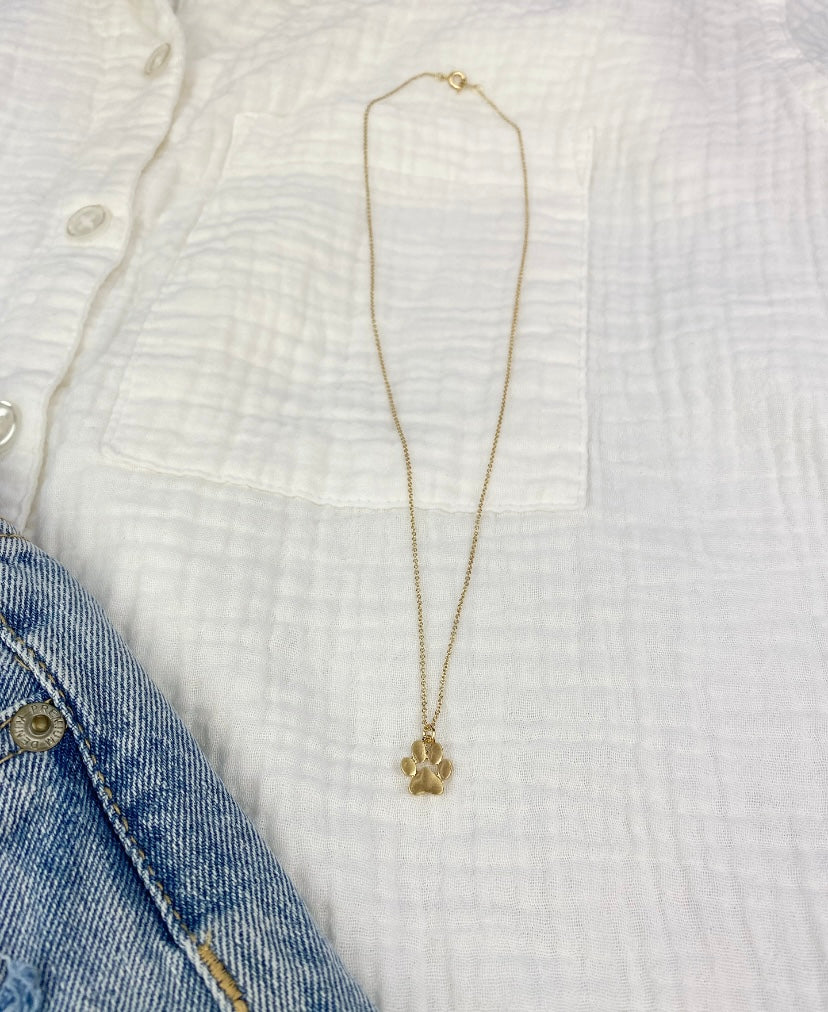 Gold Paw Print Necklace