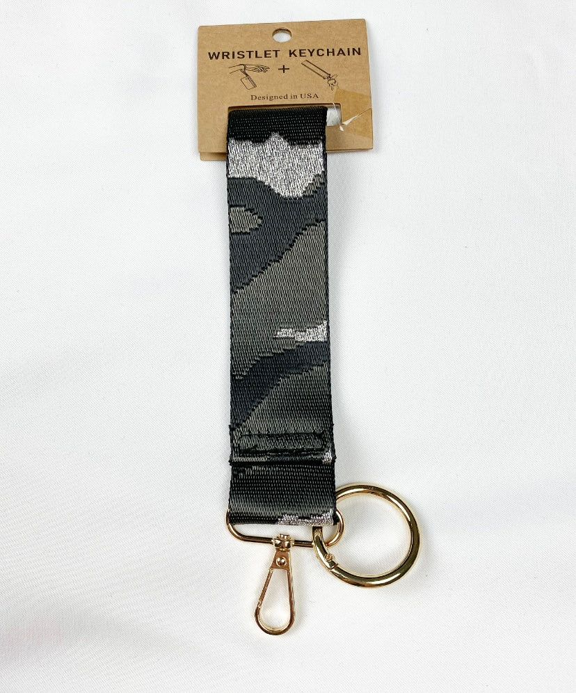 Black Camo Wristlet Keychain