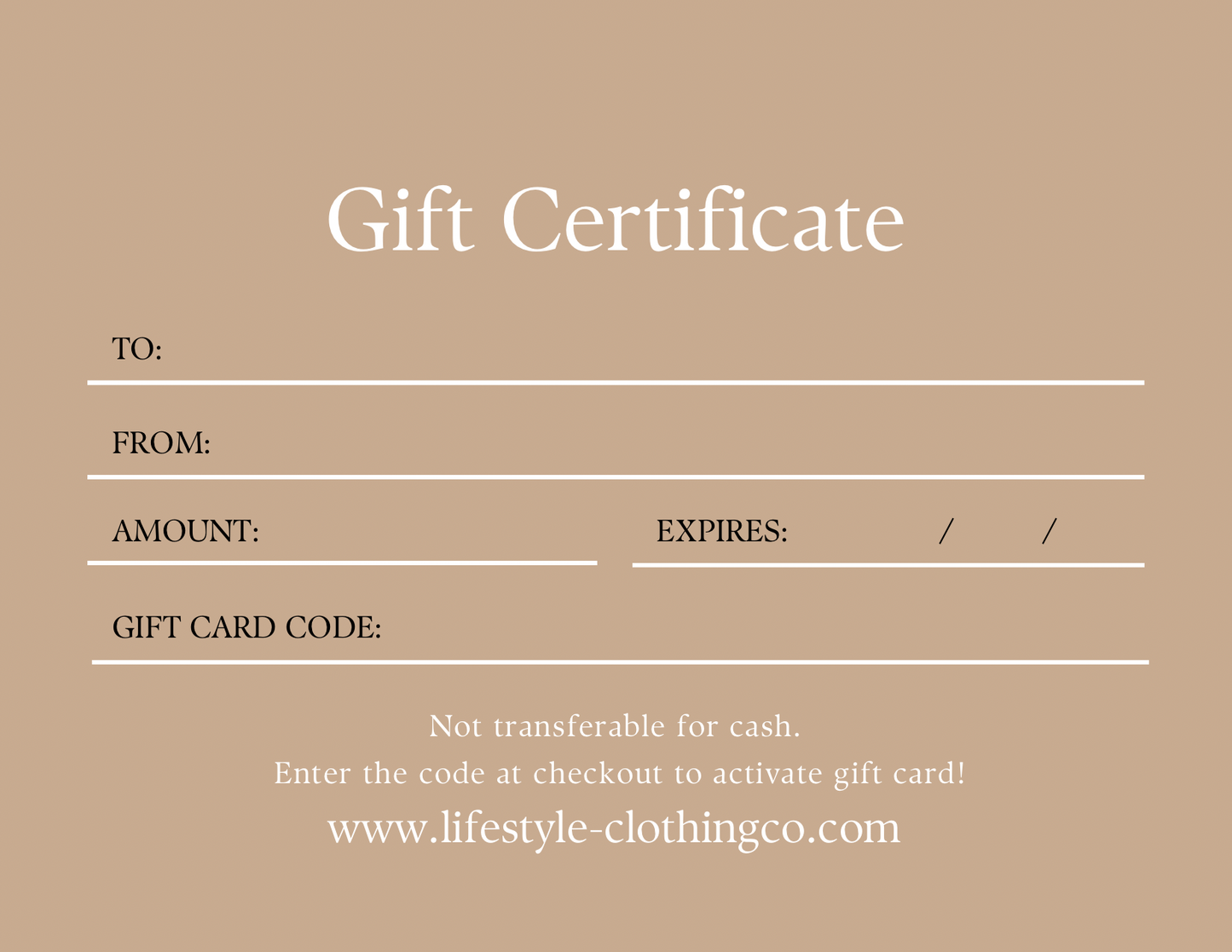 Lifestyle Gift Card