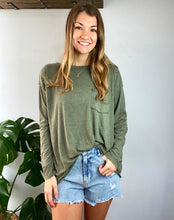 Load image into Gallery viewer, Mineral Washed Olive Long Sleeve
